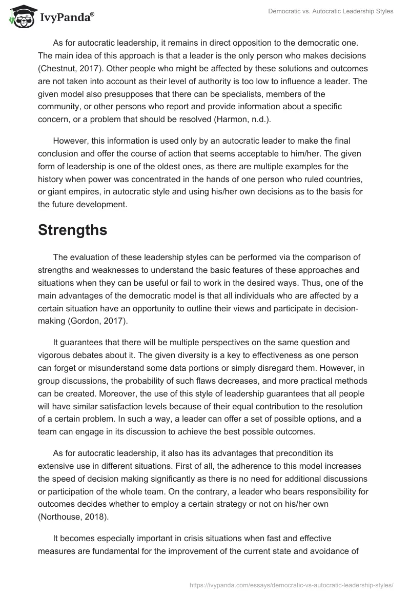 Democratic vs. Autocratic Leadership Styles. Page 2