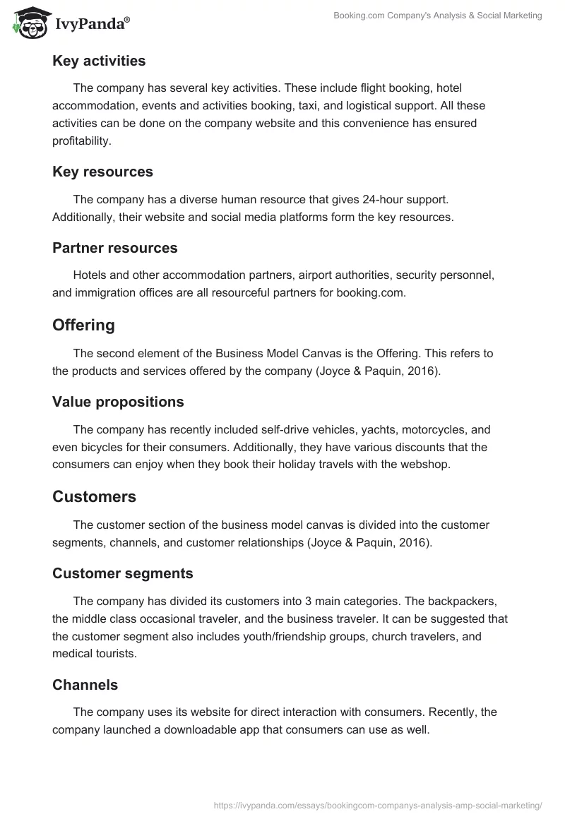 Booking.com Company's Analysis & Social Marketing. Page 5