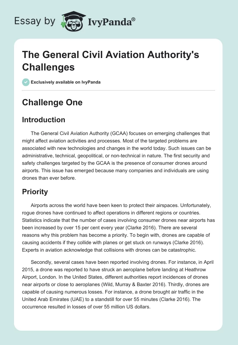 The General Civil Aviation Authority's Challenges. Page 1