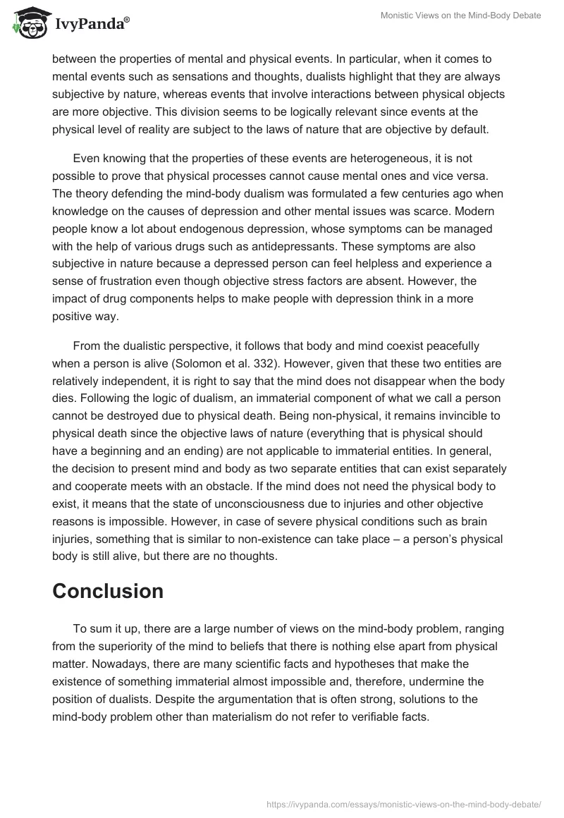 Monistic Views on the Mind-Body Debate. Page 3