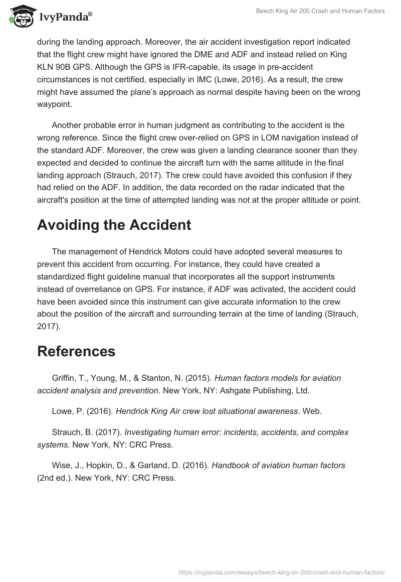 Beech King Air 200 Crash and Human Factors. Page 2
