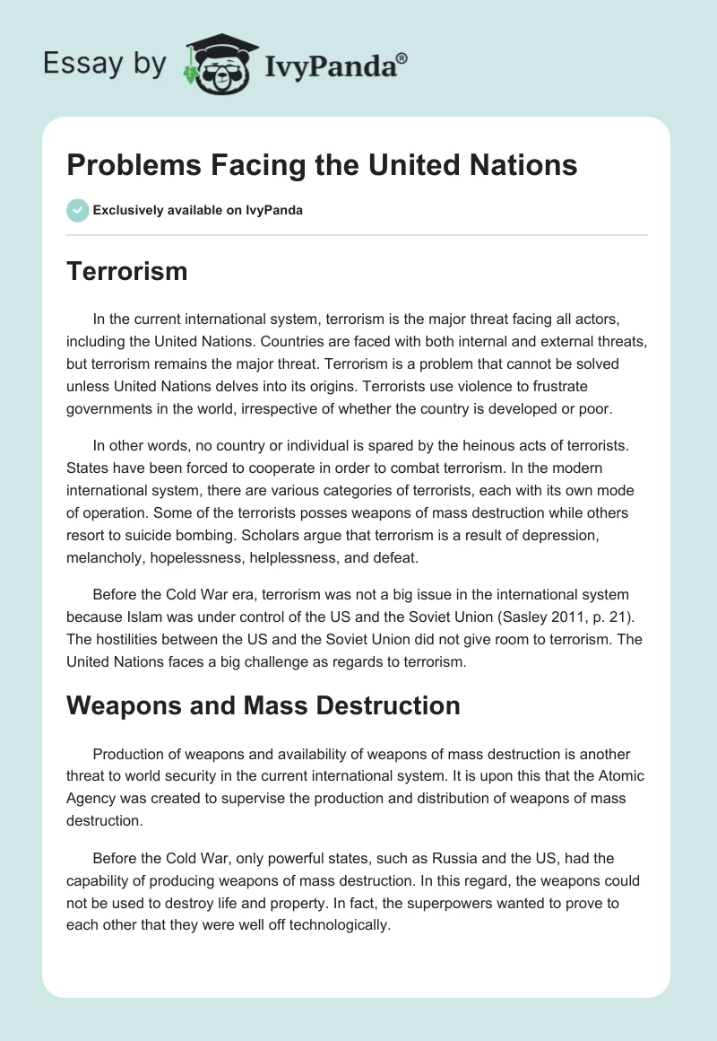 Problems Facing the United Nations. Page 1