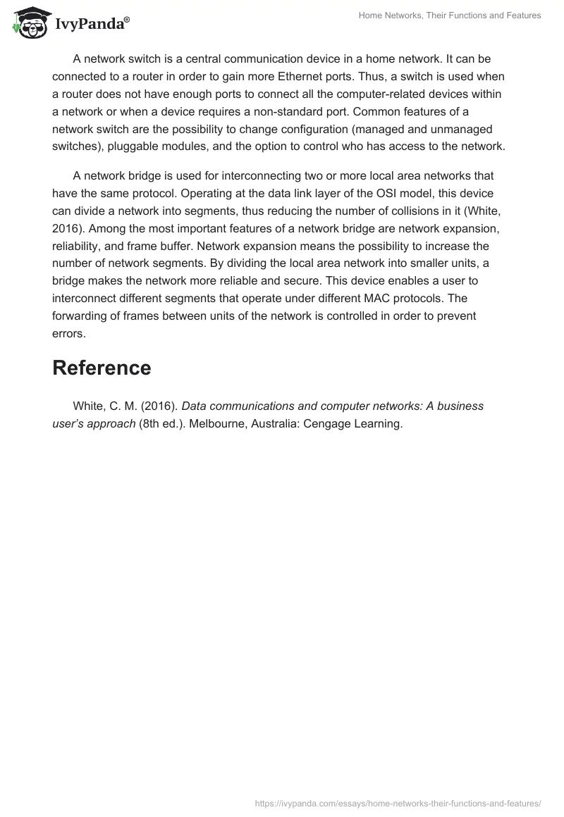 Home Networks, Their Functions and Features. Page 2