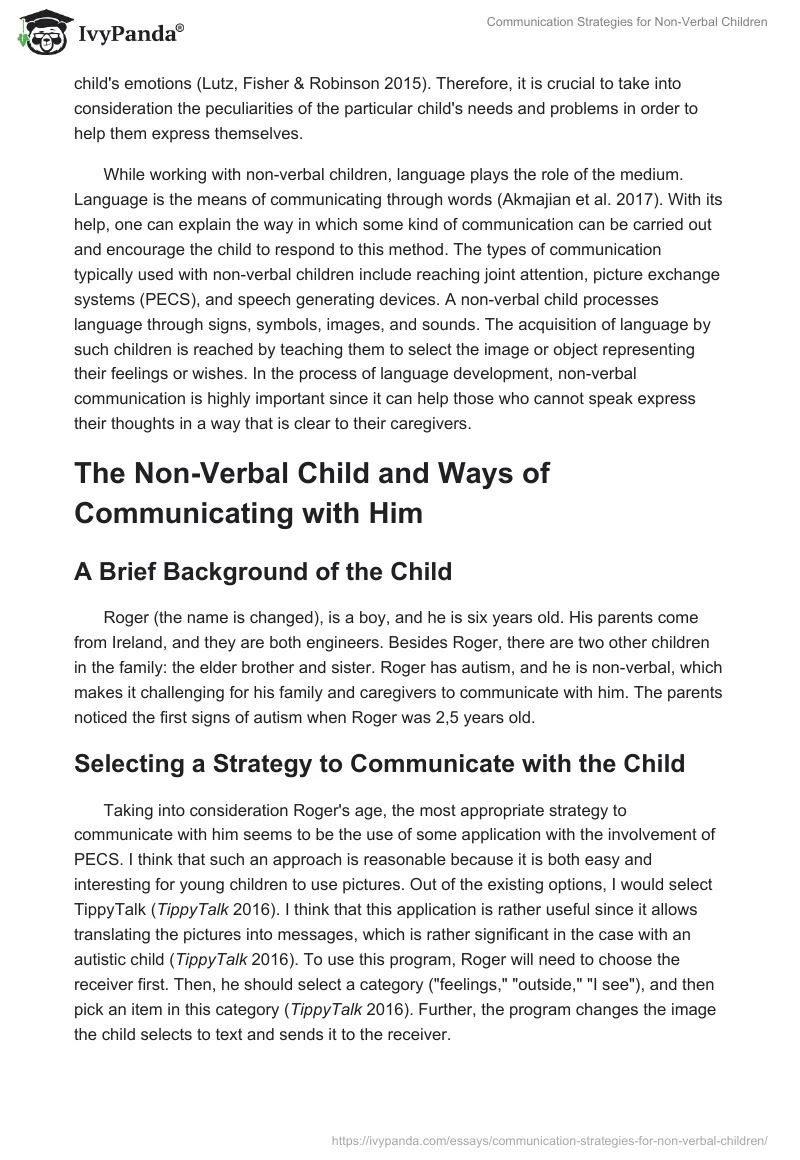 Communication Strategies for Non-Verbal Children. Page 2