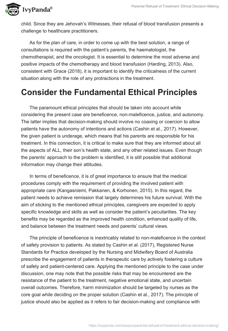 Parental Refusal of Treatment: Ethical Decision-Making. Page 2
