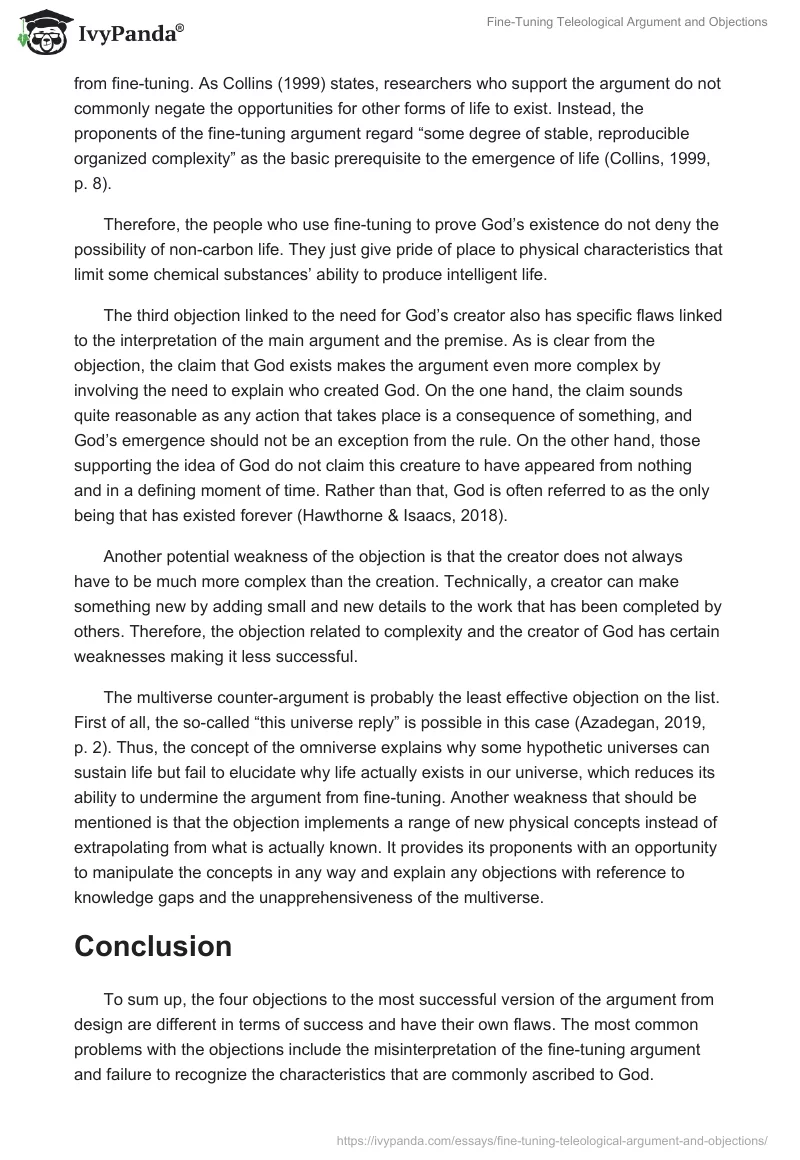 Fine-Tuning Teleological Argument and Objections. Page 3