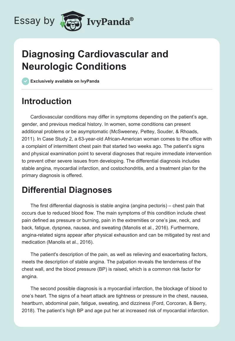 Diagnosing Cardiovascular and Neurologic Conditions. Page 1