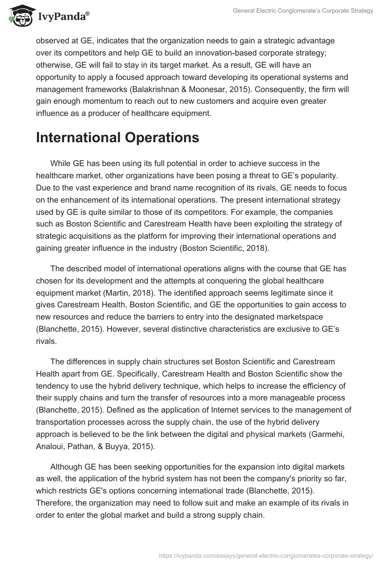 General Electric Conglomerate’s Corporate Strategy. Page 2
