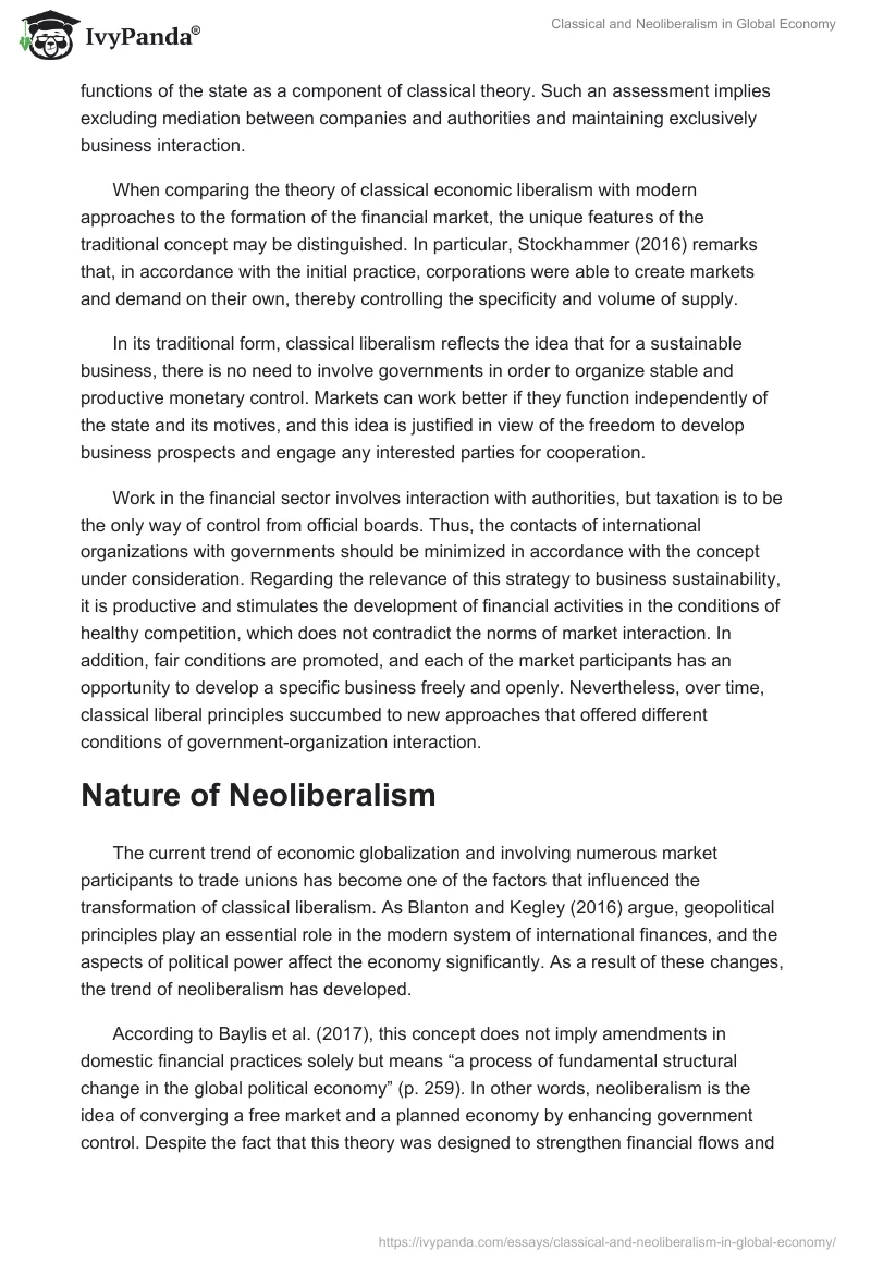 Classical and Neoliberalism in Global Economy. Page 2