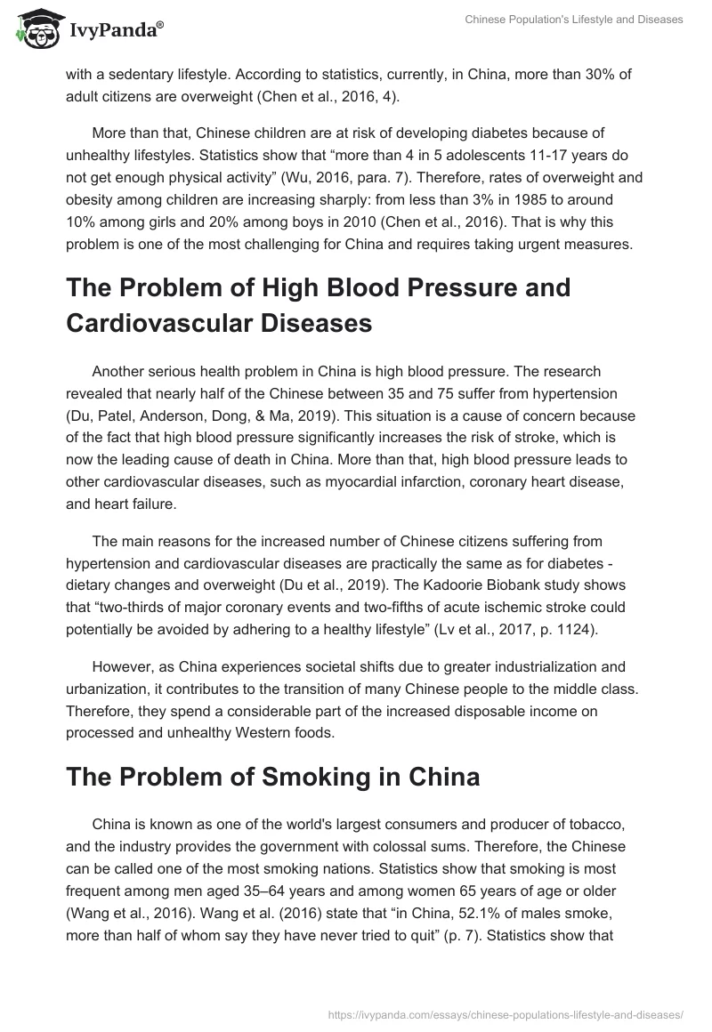 Chinese Population's Lifestyle and Diseases. Page 2