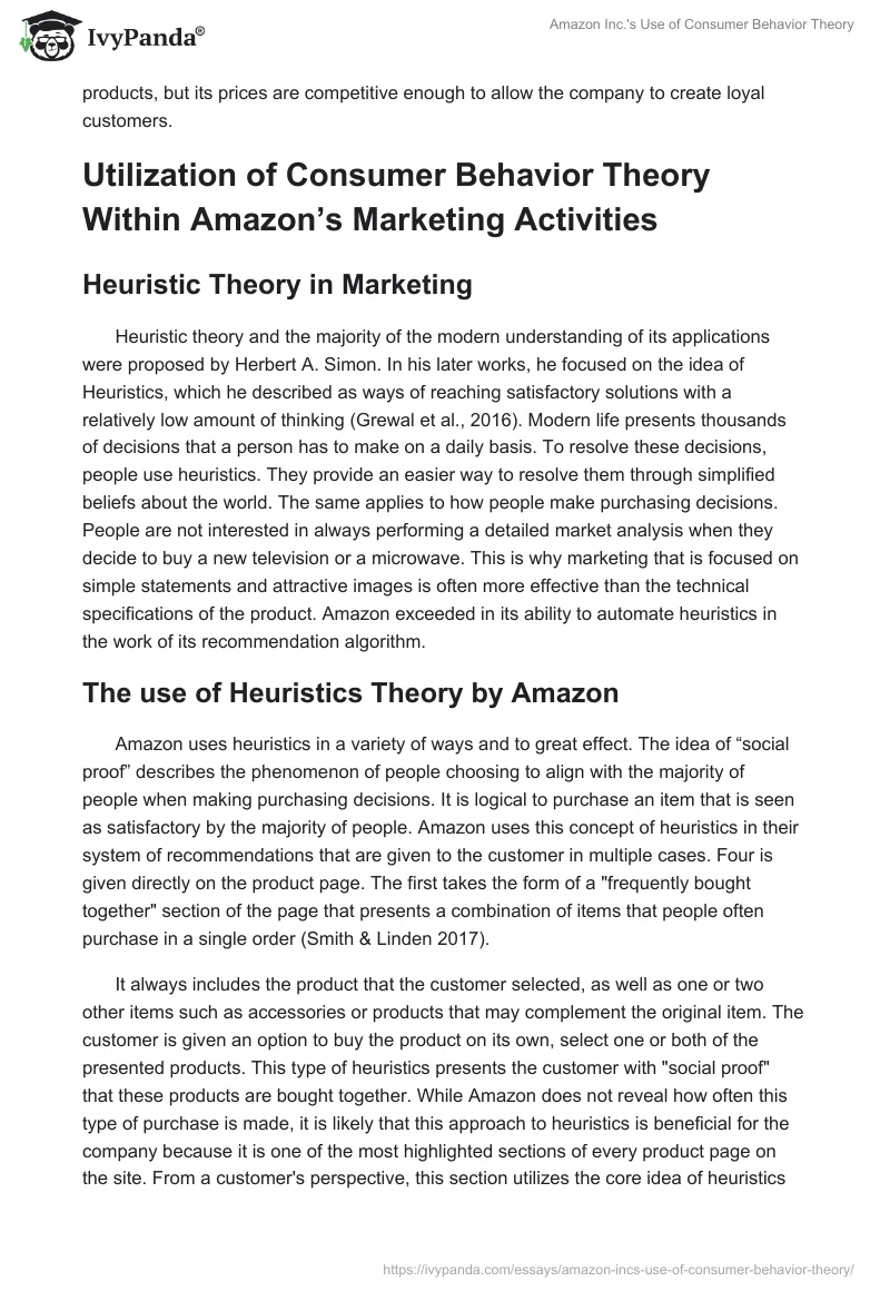 Amazon Inc.'s Use of Consumer Behavior Theory. Page 2