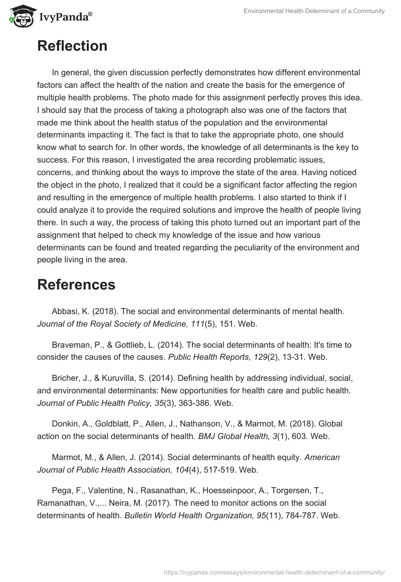 Environmental Health Determinant of a Community. Page 4