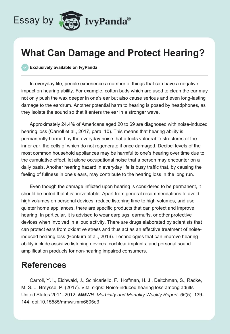 What Can Damage and Protect Hearing?. Page 1