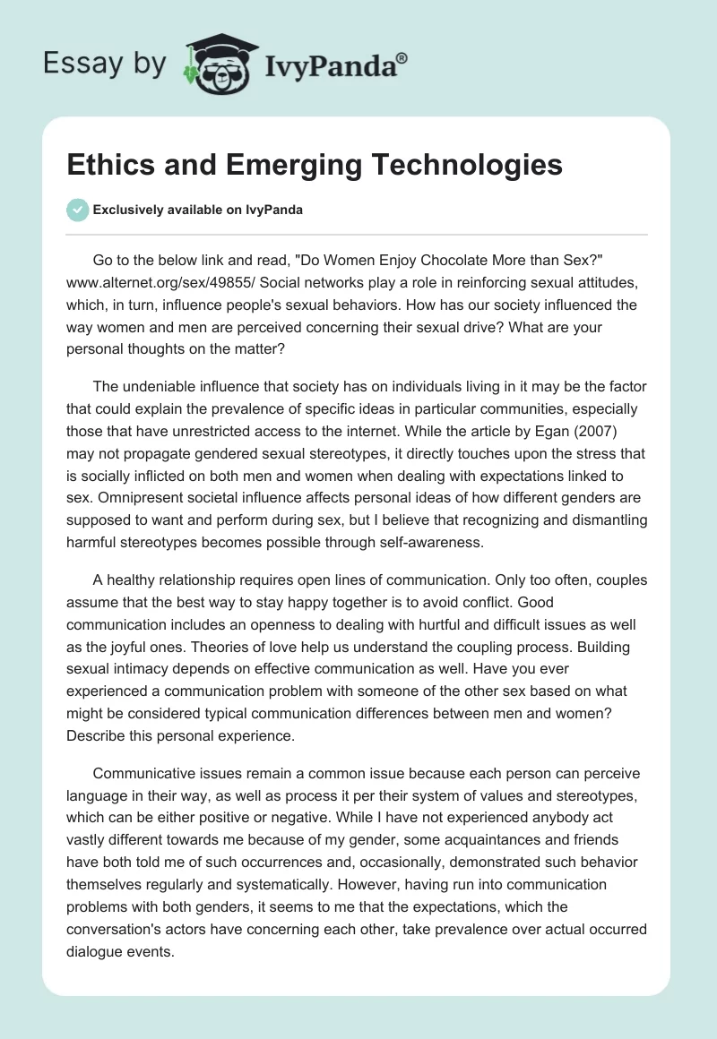 Ethics and Emerging Technologies. Page 1