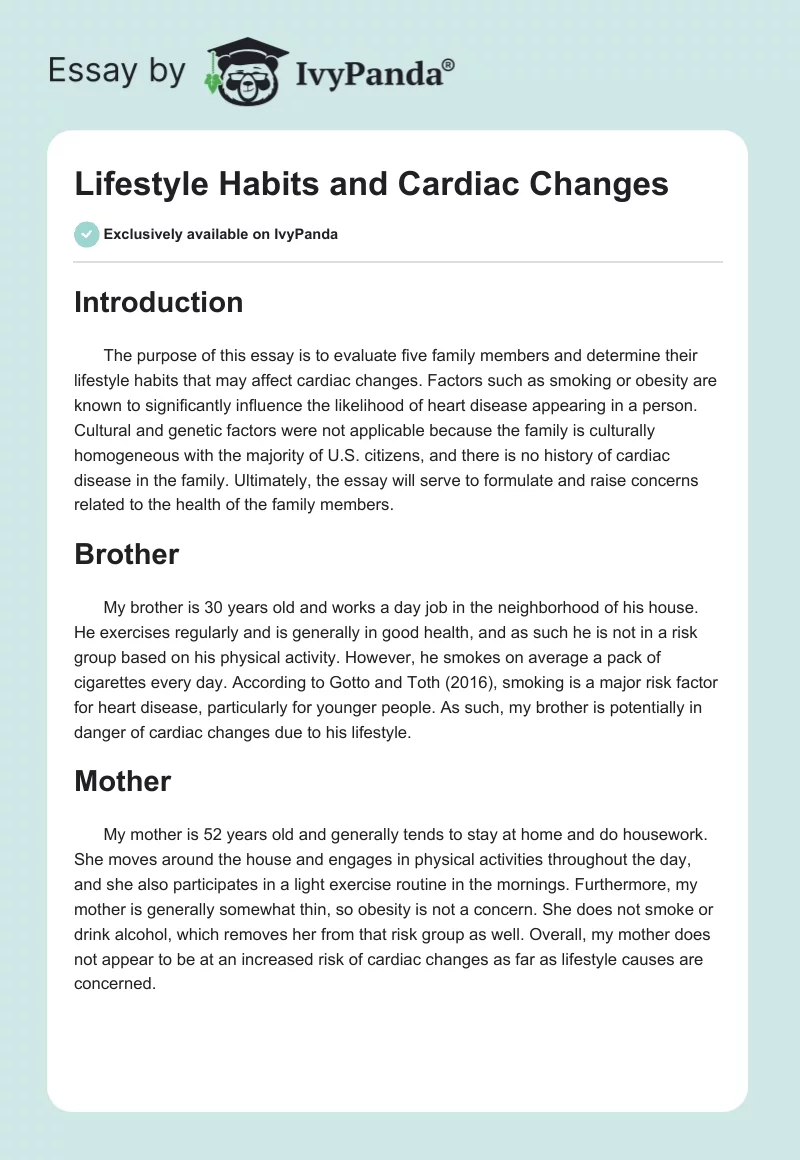 Lifestyle Habits and Cardiac Changes. Page 1
