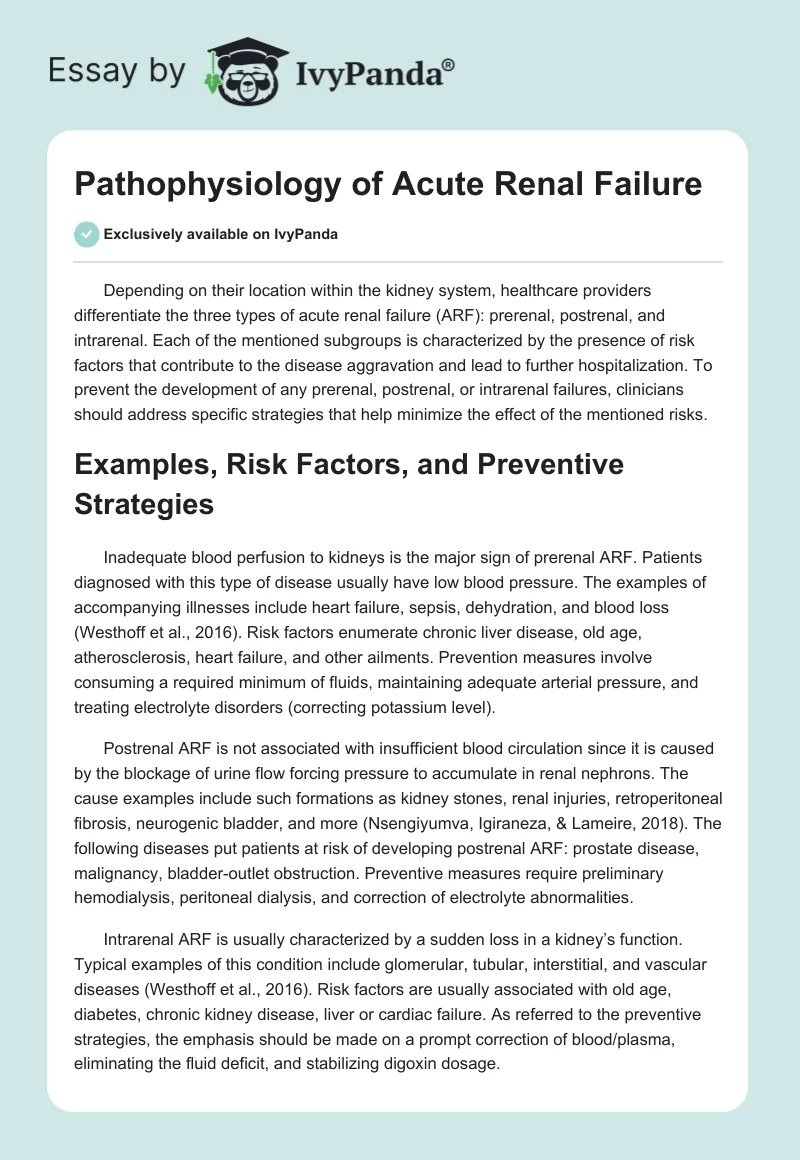 Pathophysiology of Acute Renal Failure. Page 1