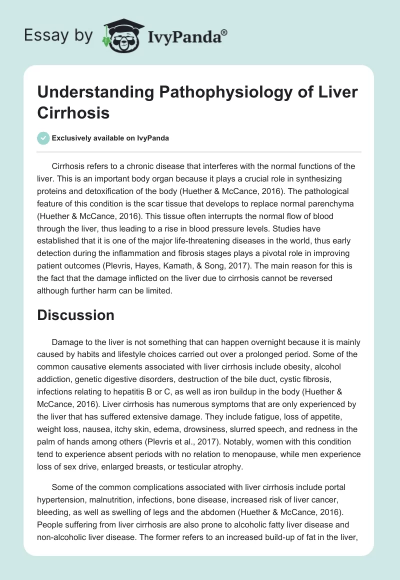 Understanding Pathophysiology of Liver Cirrhosis. Page 1