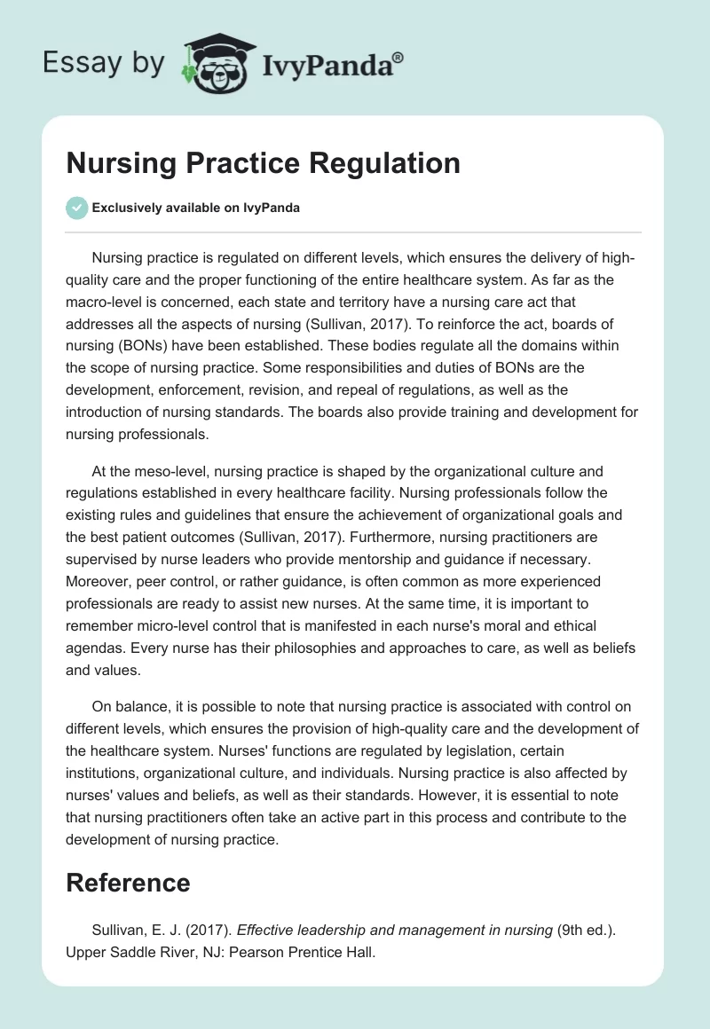 Nursing Practice Regulation. Page 1