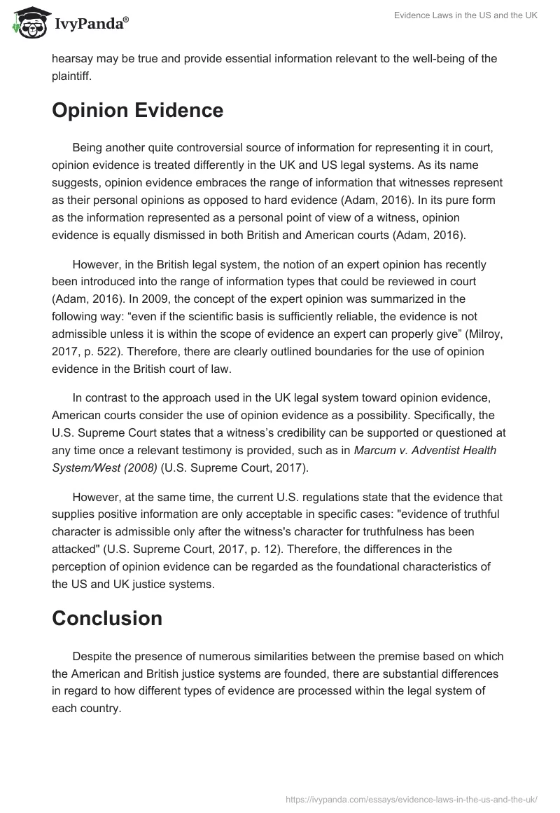 Evidence Laws in the US and the UK. Page 3
