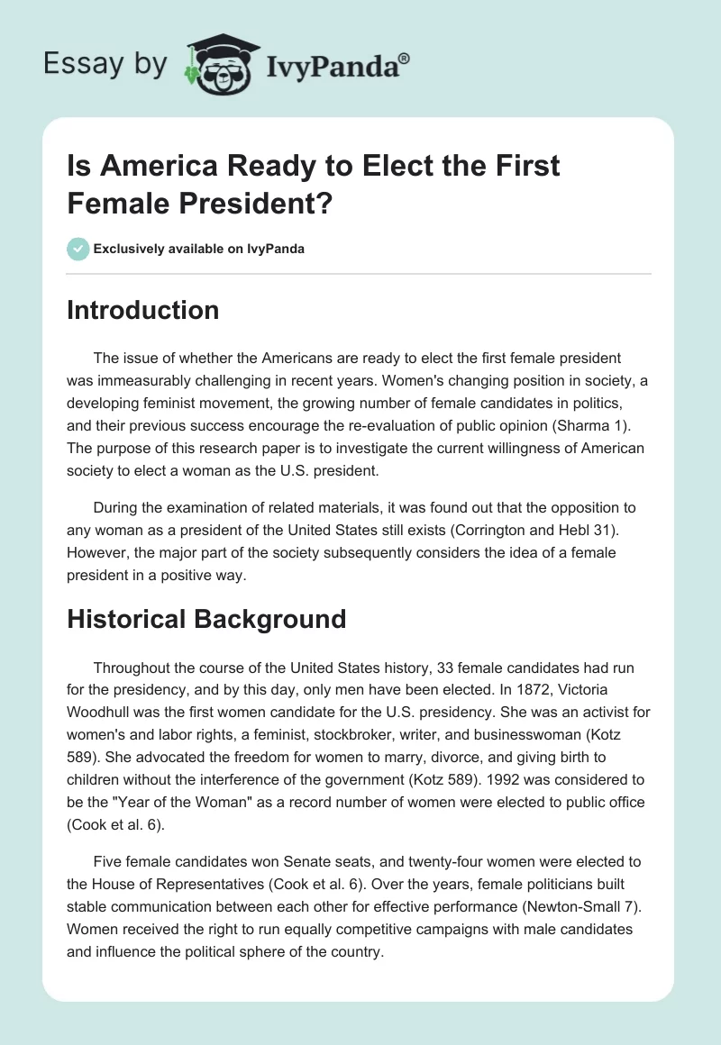 Is America Ready to Elect the First Female President?. Page 1