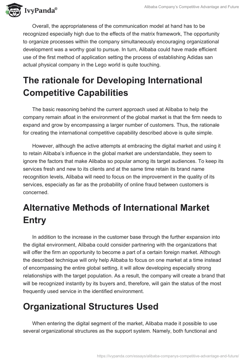 Alibaba Company’s Competitive Advantage and Future. Page 2