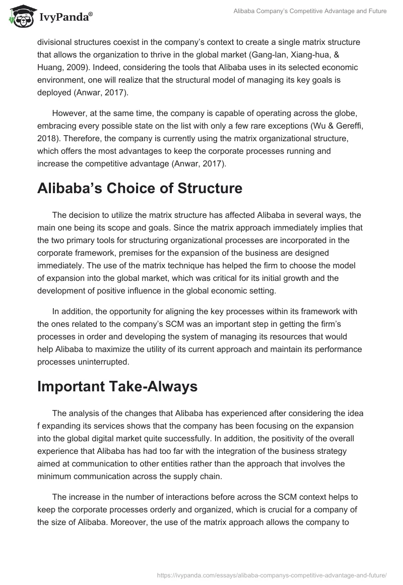 Alibaba Company’s Competitive Advantage and Future. Page 3