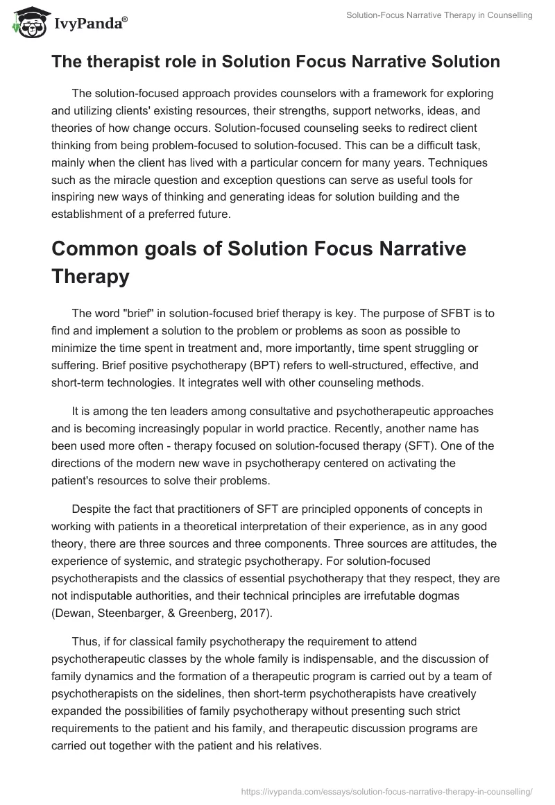 Solution-Focus Narrative Therapy in Counselling. Page 3
