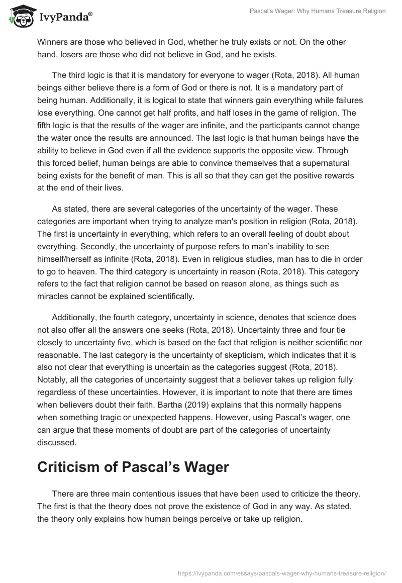 Pascal’s Wager: Why Humans Treasure Religion. Page 2