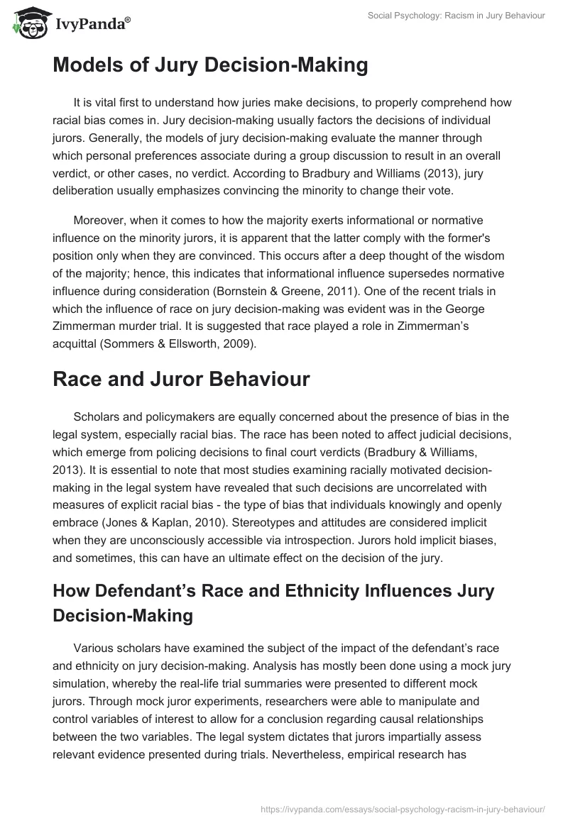 Social Psychology: Racism in Jury Behaviour. Page 2