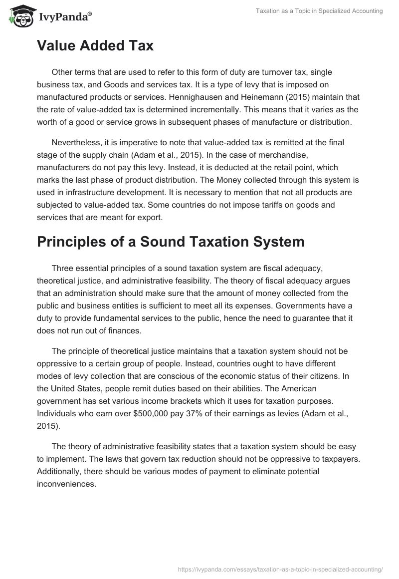 Taxation as a Topic in Specialized Accounting. Page 3