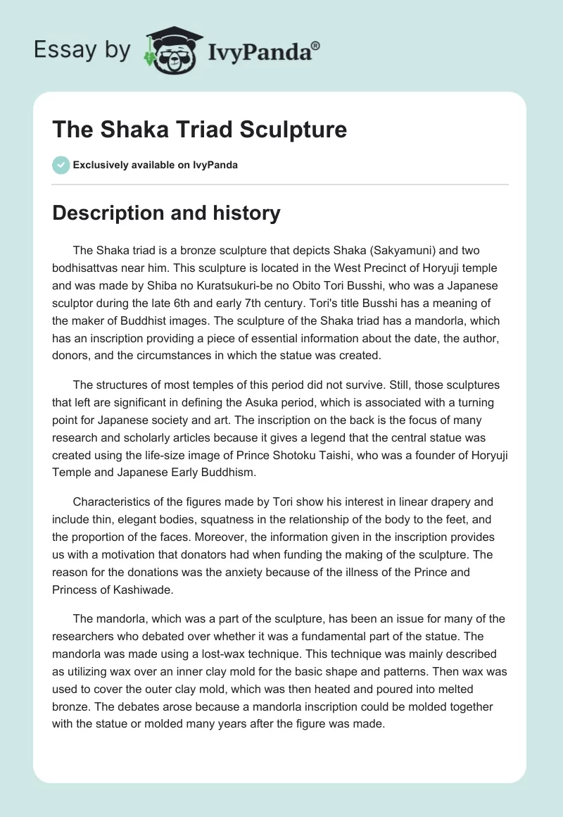 The Shaka Triad Sculpture. Page 1