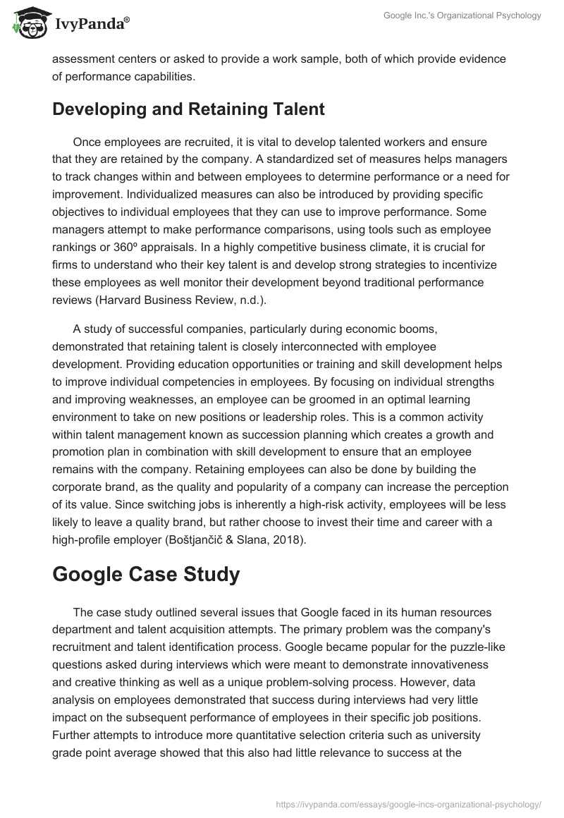 Google Inc.'s Organizational Psychology. Page 3