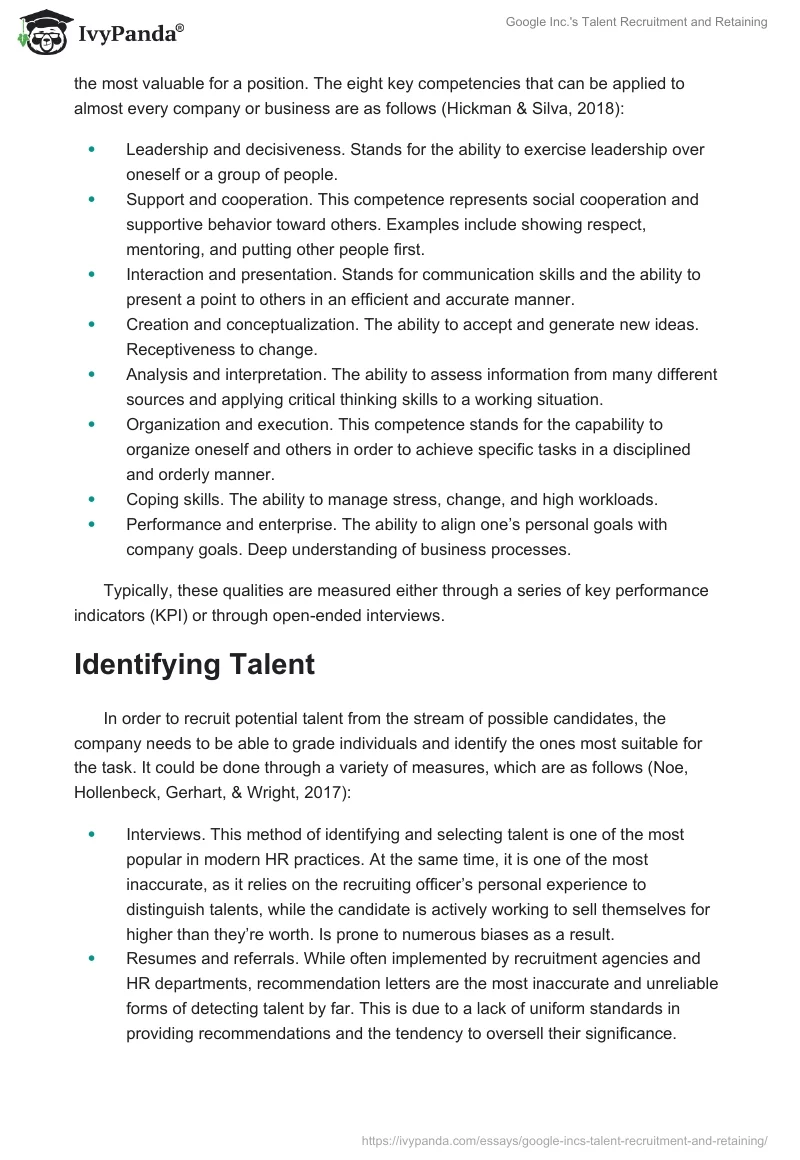 Google Inc.'s Talent Recruitment and Retaining. Page 2