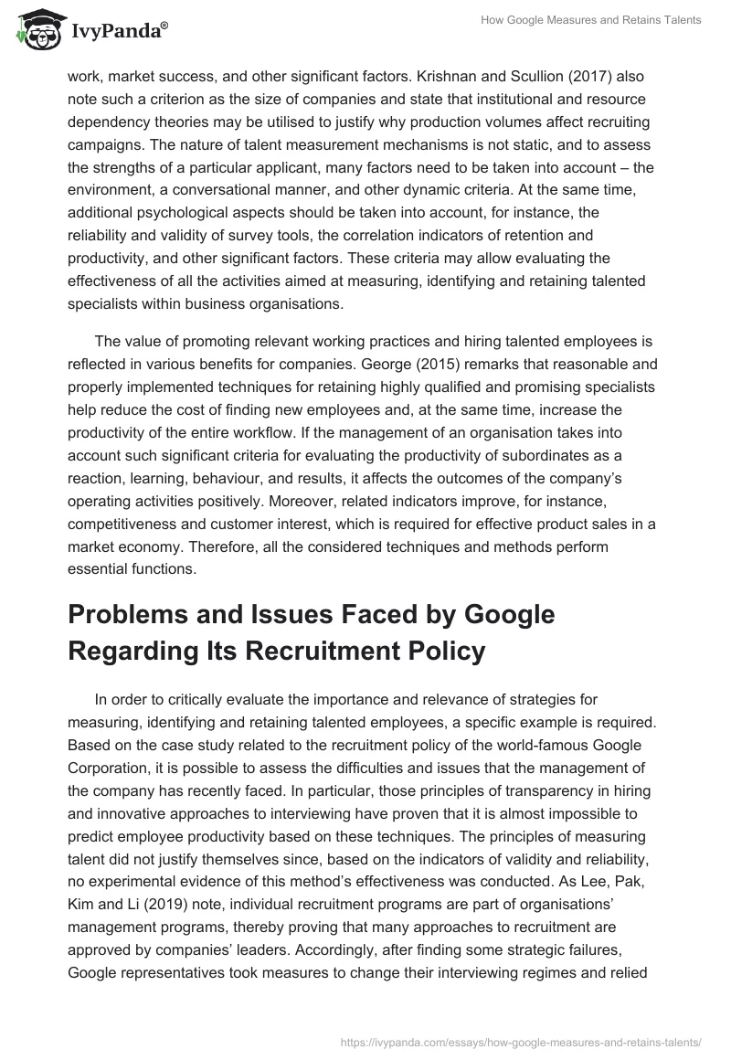 How Google Measures and Retains Talents. Page 3