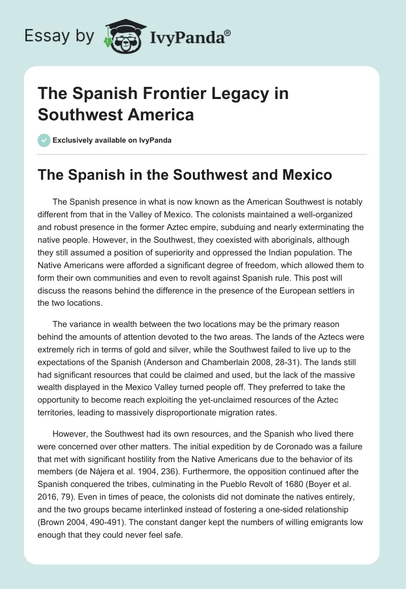 The Spanish Frontier Legacy in Southwest America. Page 1