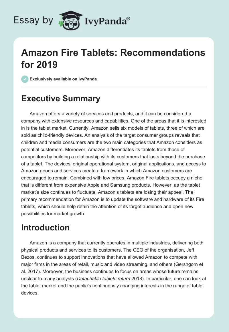 Amazon Fire Tablets: Recommendations for 2019. Page 1