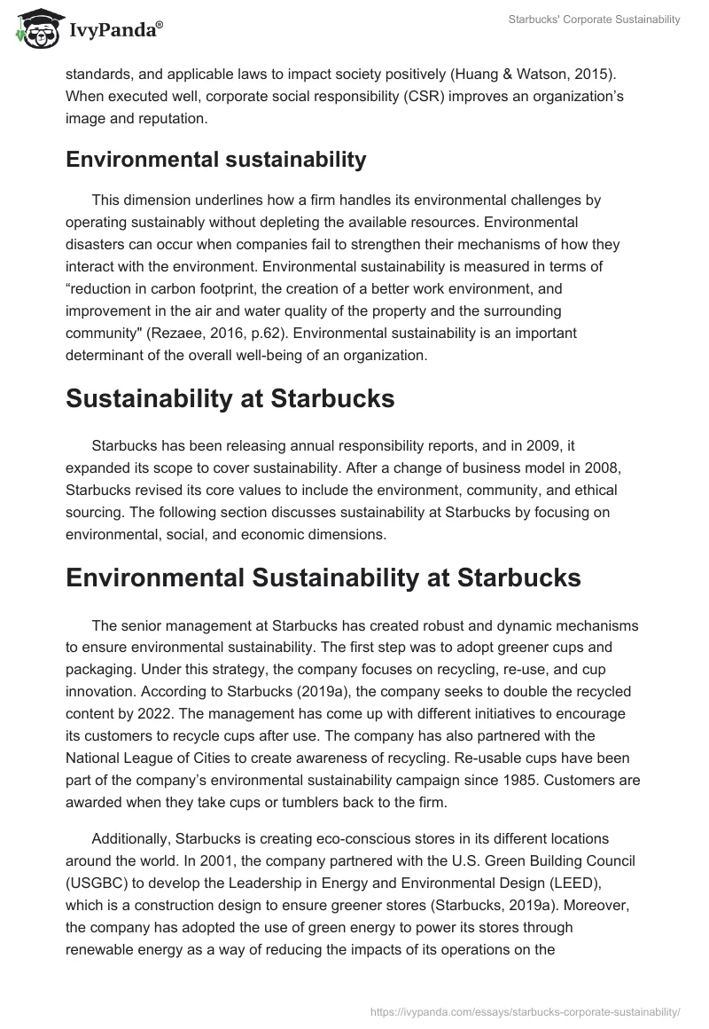 Starbucks' Corporate Sustainability. Page 3