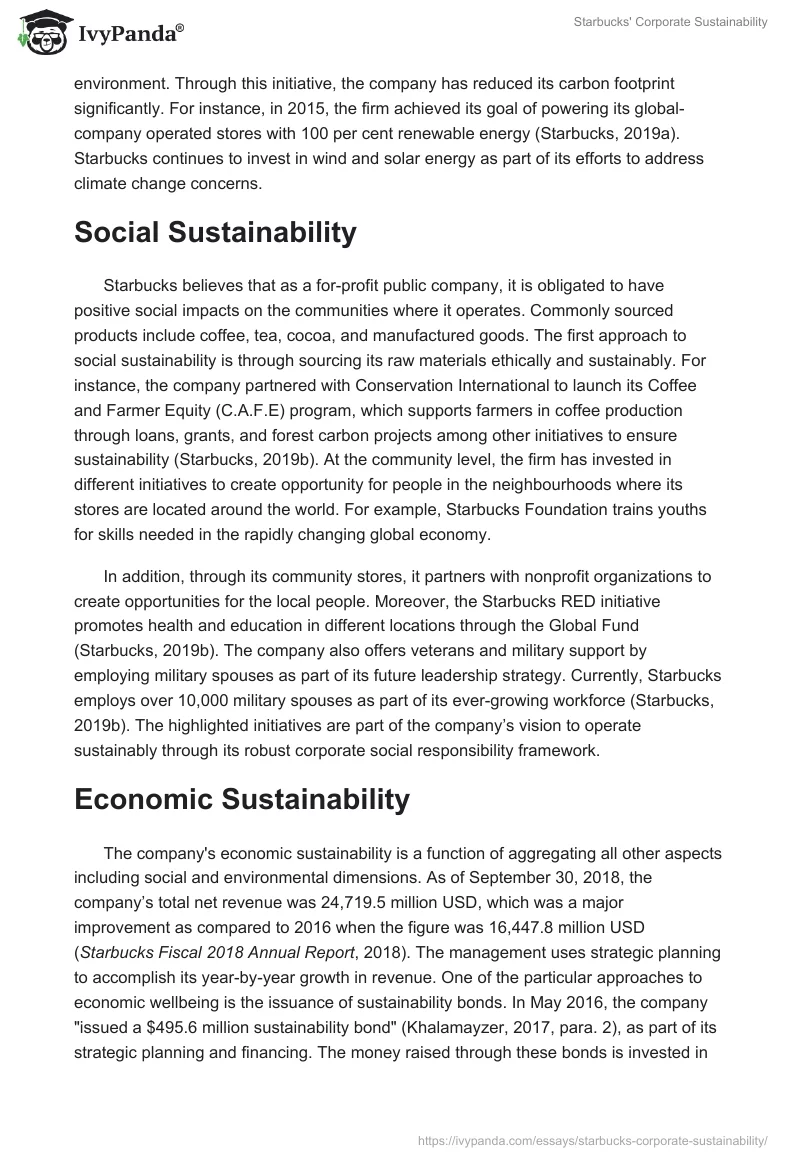Starbucks' Corporate Sustainability. Page 4