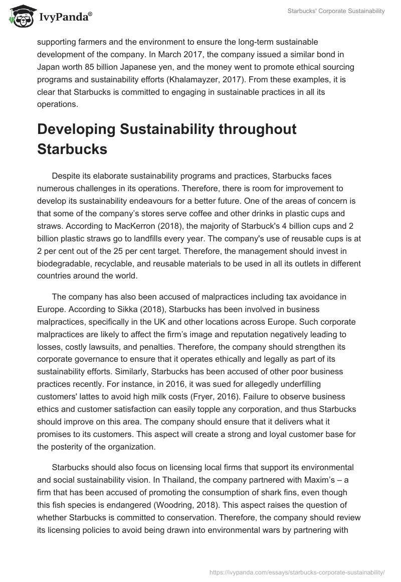 Starbucks' Corporate Sustainability. Page 5