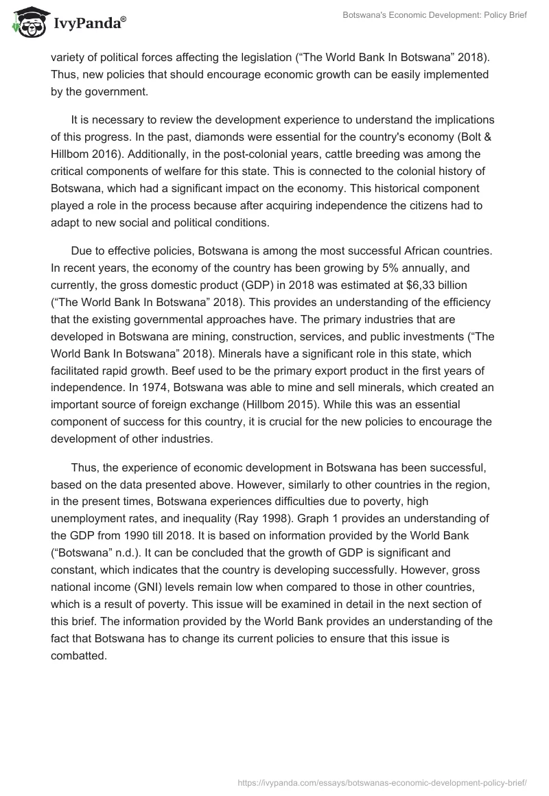 Botswana's Economic Development: Policy Brief. Page 2