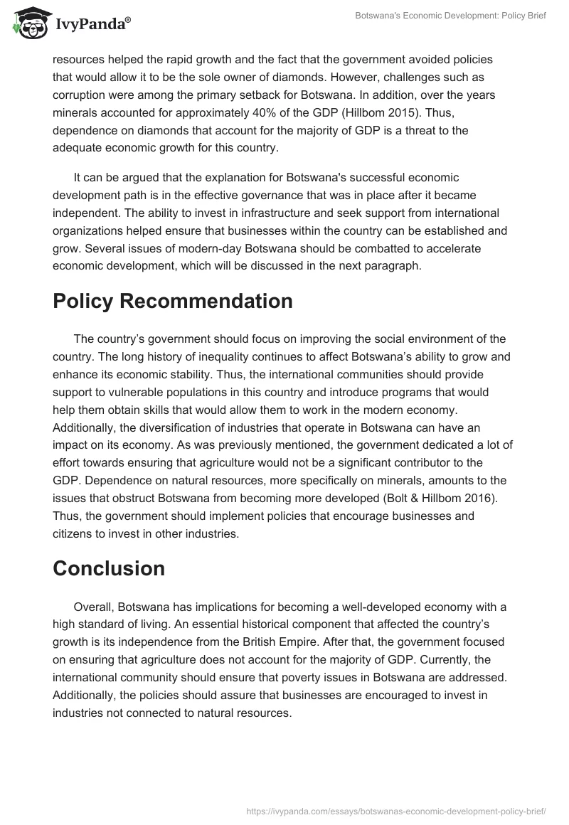 Botswana's Economic Development: Policy Brief. Page 4