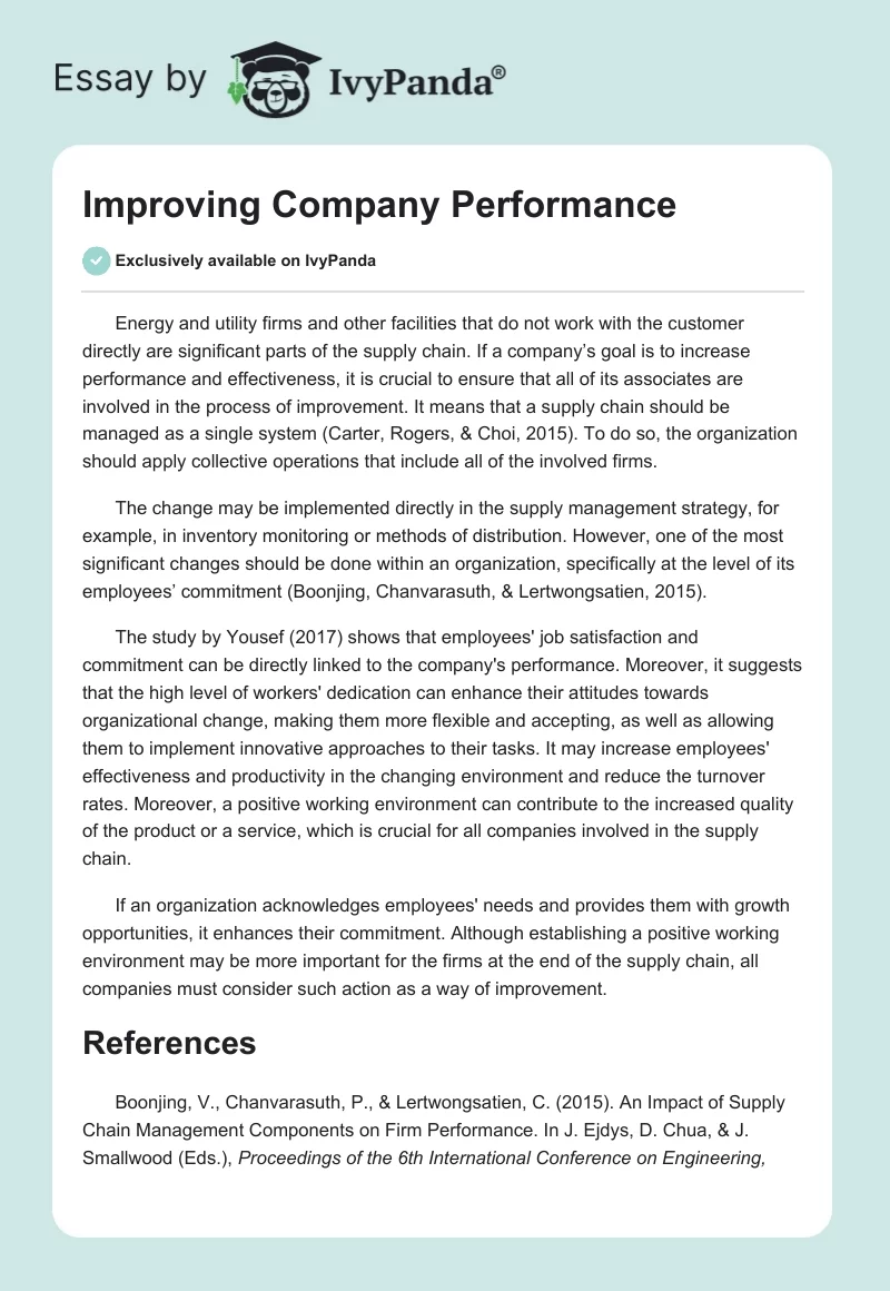 Improving Company Performance. Page 1