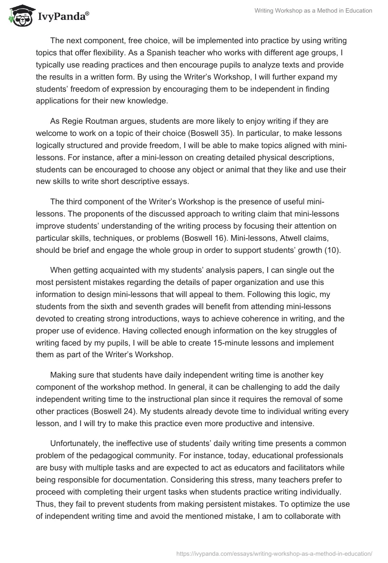 Writing Workshop as a Method in Education. Page 2