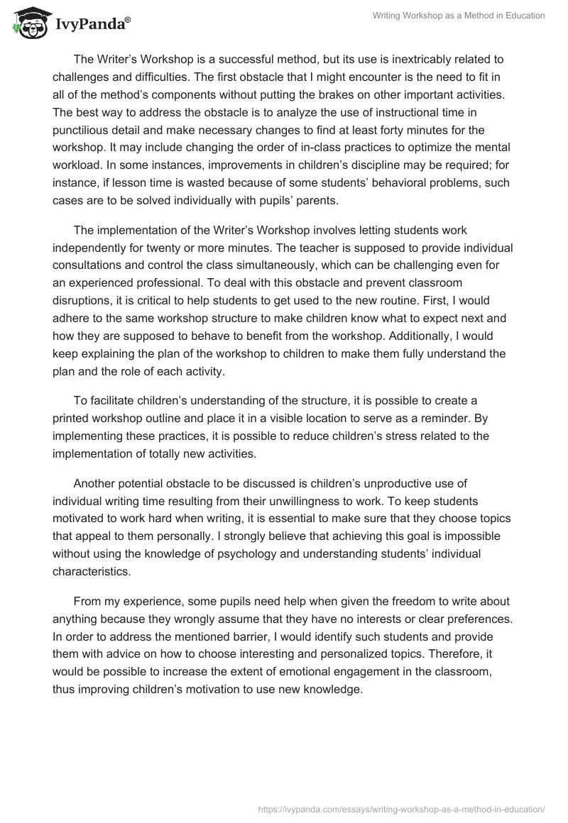 Writing Workshop as a Method in Education. Page 4