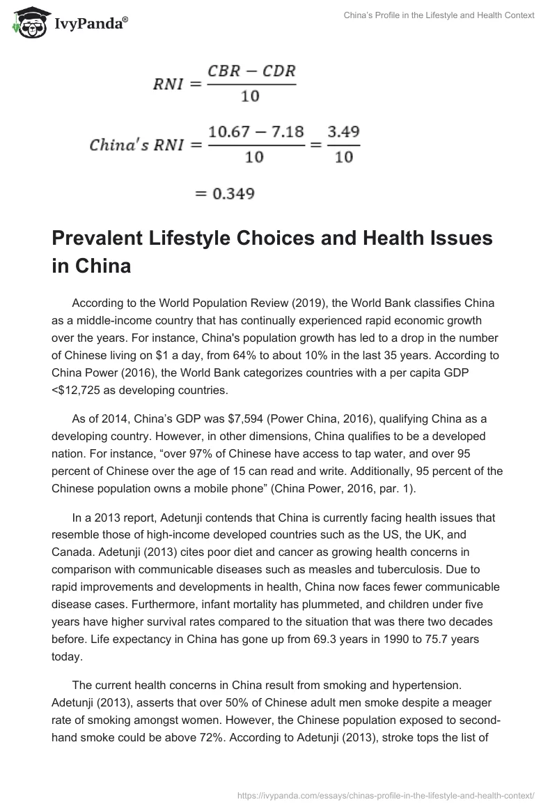 China’s Profile in the Lifestyle and Health Context. Page 3