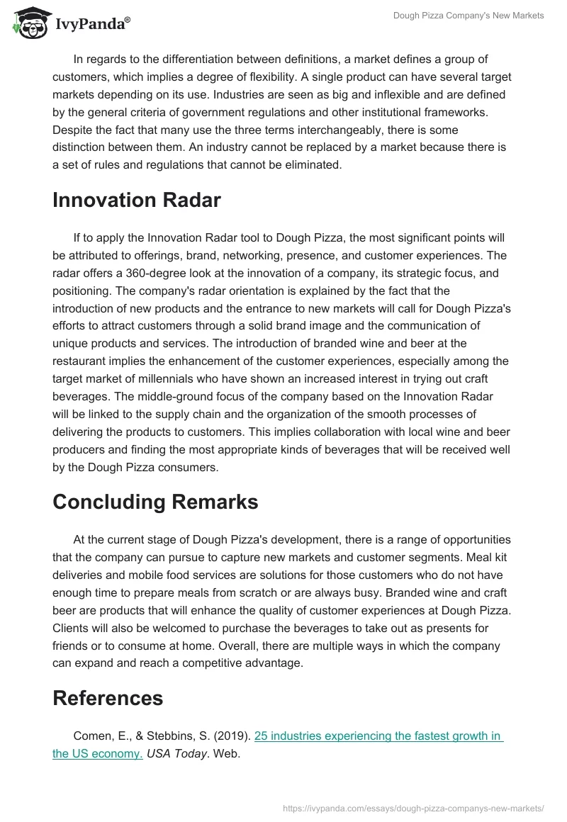 Dough Pizza: Niche Markets and New Opportunities. Page 3