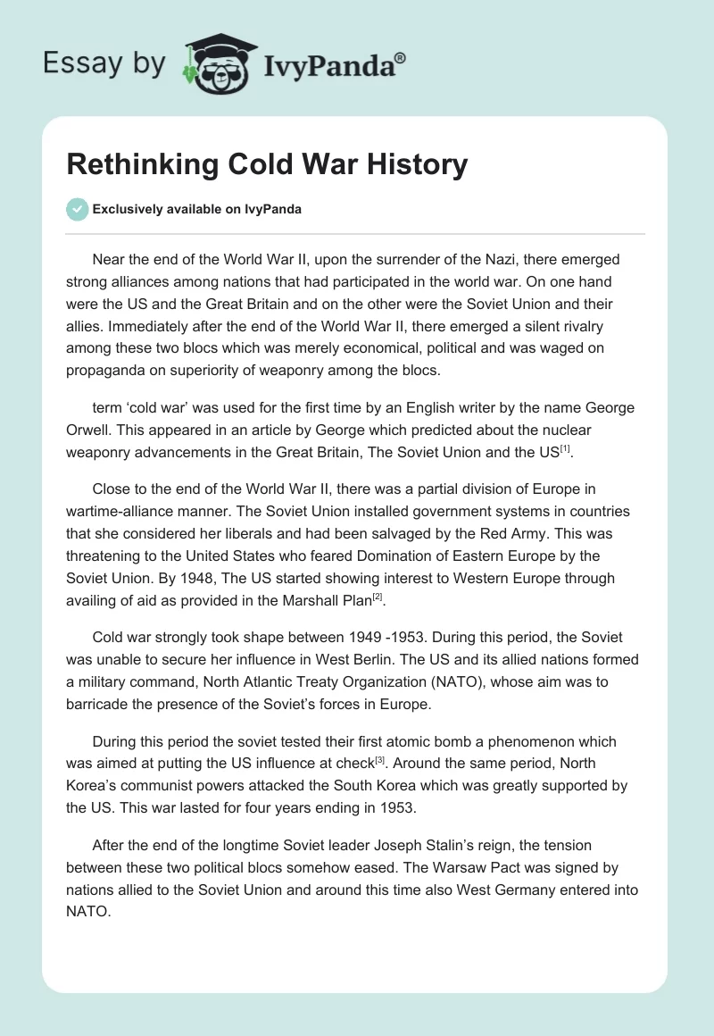 Rethinking Cold War History. Page 1