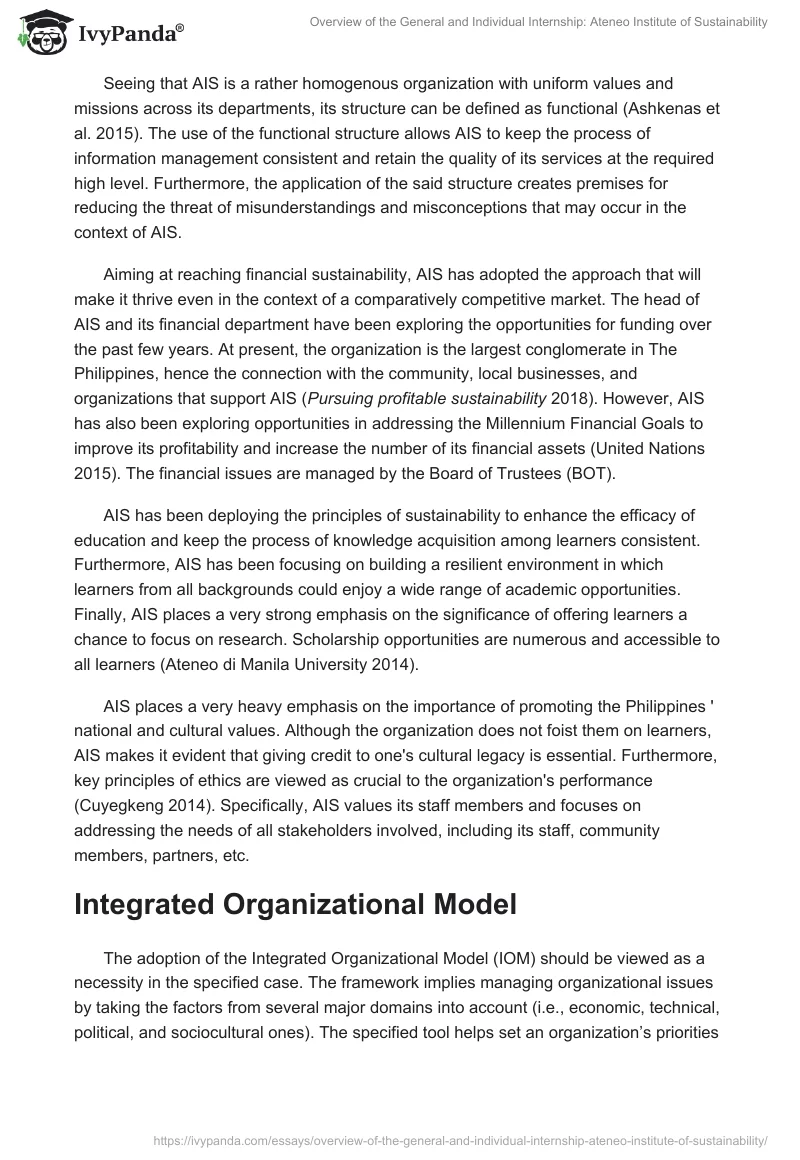 Overview of the General and Individual Internship: Ateneo Institute of Sustainability. Page 3