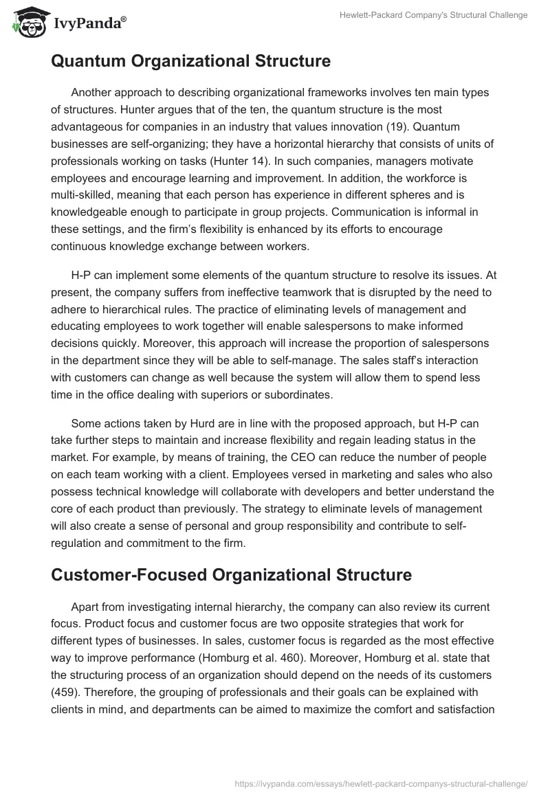 Hewlett-Packard Company's Structural Challenge. Page 3