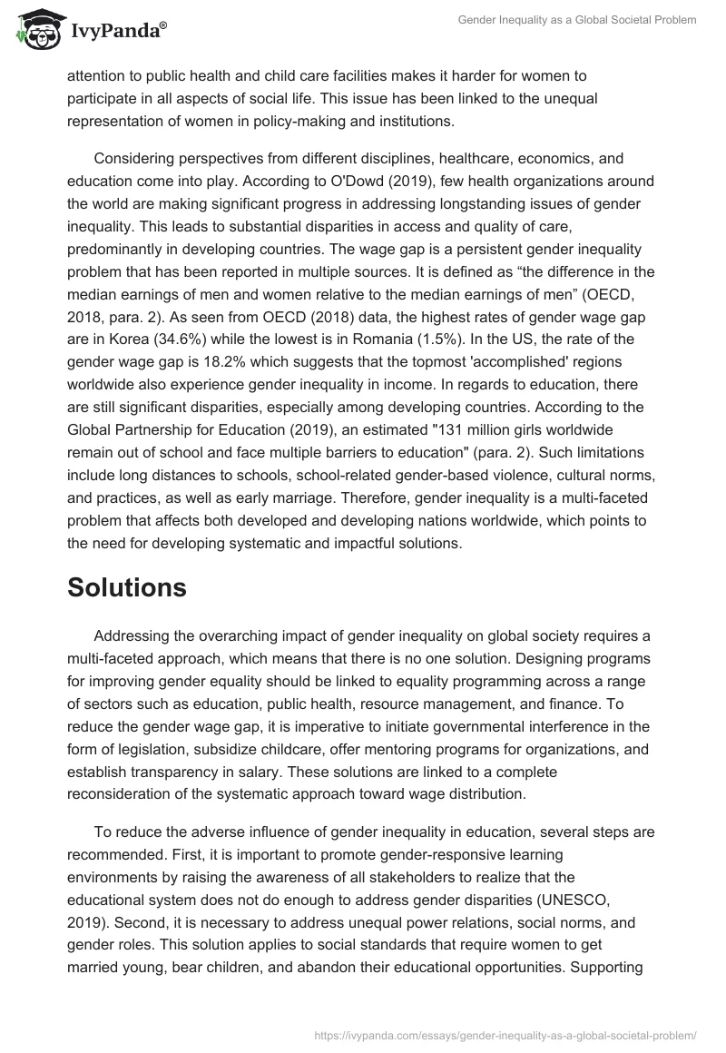 Gender Inequality as a Global Societal Problem. Page 2
